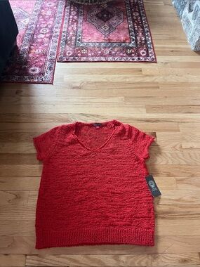 Vince Camuto Red Textured Knit Top